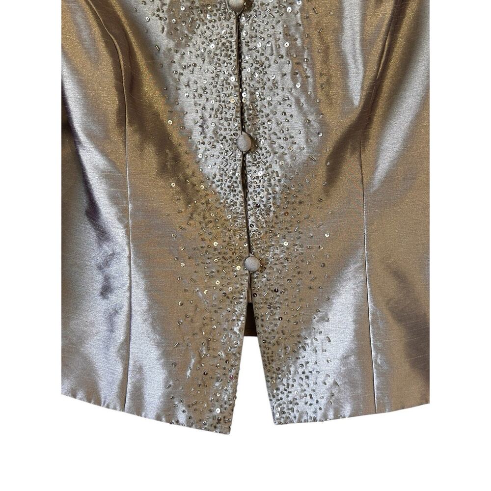 Alex Evenings Women’s Beige Satin Sequin Mother of The Bride Jacket Skirt Sz. 16 - Picture 11 of 16